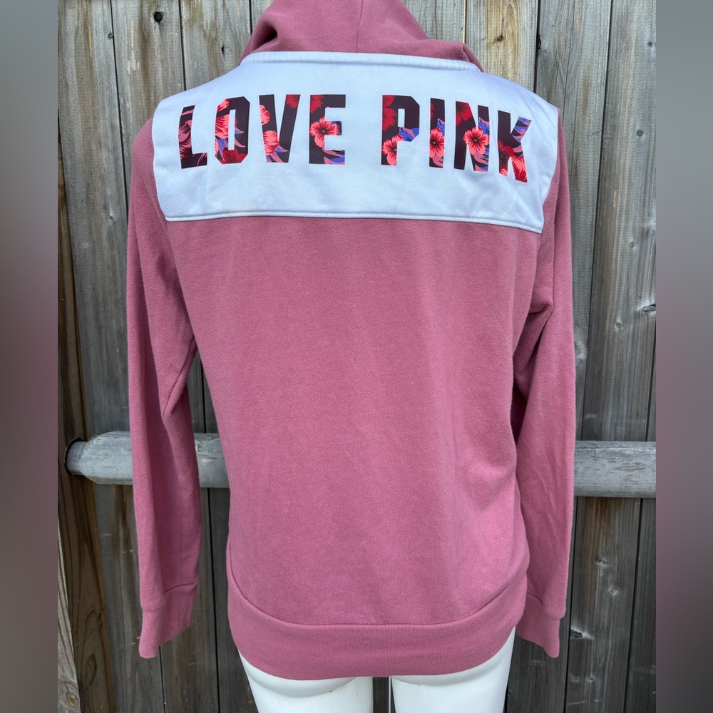 Victoria Secret Love Pink 2016 Full Zip Hooded Sweatshirt with Hawaiian Flowers